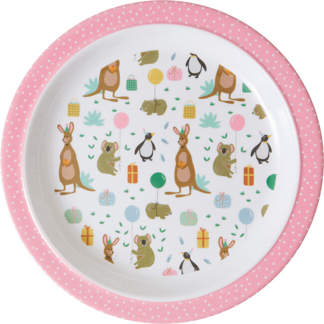 Melamine Kids Lunch Plate, Party Animal Pink