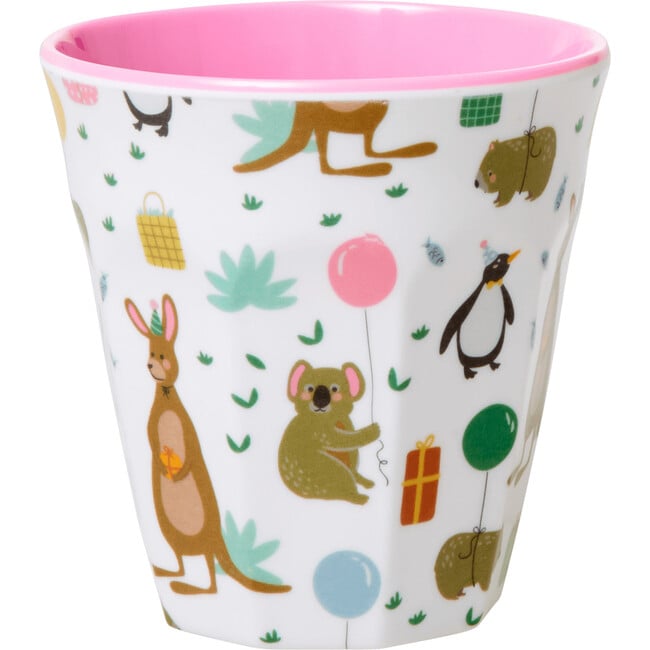 Set of 2 Small Melamine Kids Cup, Party Animal Pink