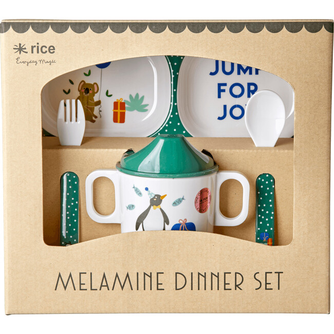 Melamine Baby Dinner Gift Set, Party Animal Green - Tableware - 1
