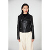 Women's Max Classic Leather Jacket, Black - Jackets - 4 - thumbnail
