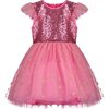 Shimmer Sequin Star Tulle Baby Party Dress, Candy Pink - Dresses - 1 - thumbnail