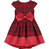 Florence Plaid Cotton Bow Luxury Designer Baby Party Dress, Red - Dresses - 1 - thumbnail