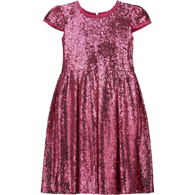 Dazzle Sequin Girls Party Dress, Candy Pink - Dresses - 1
