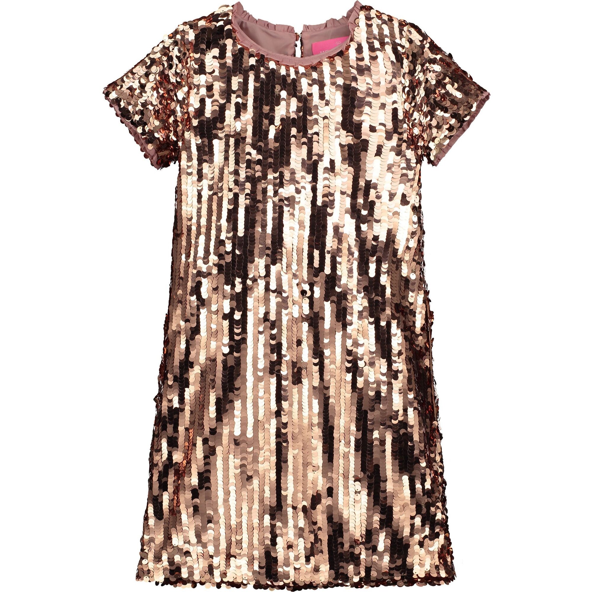 Coco Sequin Girls Party Dress, Pink Rose Gold - Dresses - 1