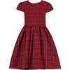 Bonnie Plaid Cotton Smocked Girls Party Dress, Red - Dresses - 1 - thumbnail