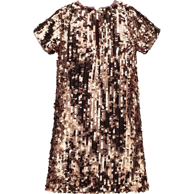 Coco Sequin Girls Party Dress, Pink Rose Gold