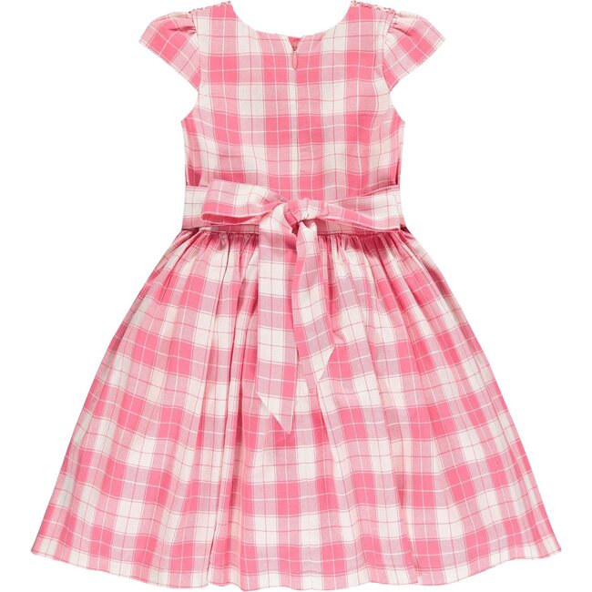 Bonnie Plaid Cotton Smocked Baby Party Dress, Pink - Dresses - 2