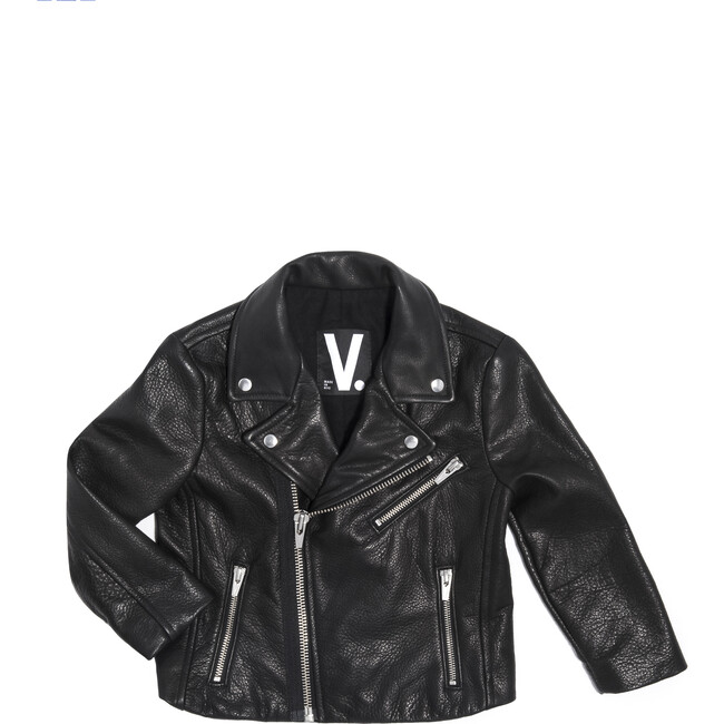 Kid's Boone's Leather Jacket, Black - Jackets - 1 - zoom