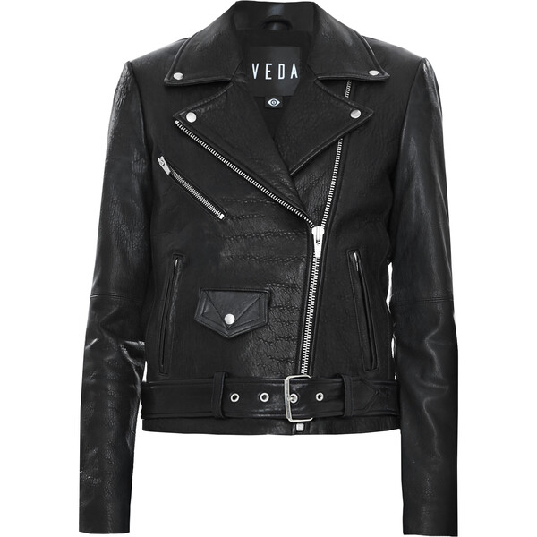 Women's Jayne Croc Classic Leather Jacket, Black - Veda Jackets & Coats ...