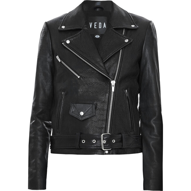 Women's Jayne Croc Classic Leather Jacket, Black