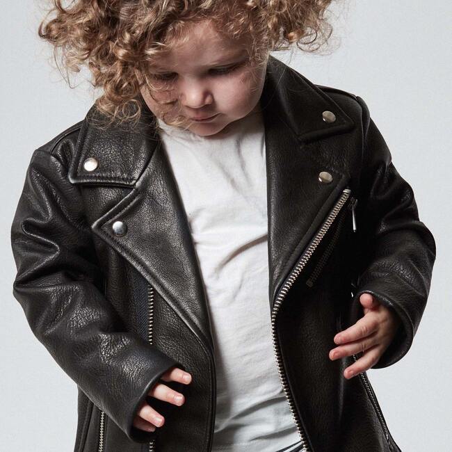 Kid's Boone's Leather Jacket, Black - Jackets - 4
