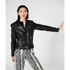 Women's Jayne Croc Classic Leather Jacket, Black - Jackets - 4