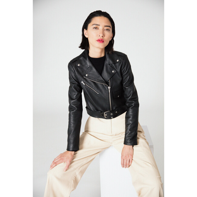Women's Jane Leather Jacket, Black - Jackets - 5