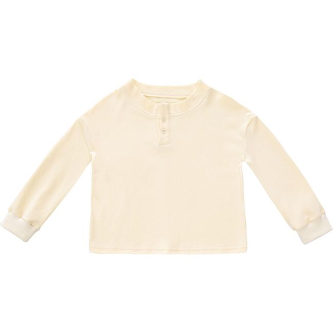 Baby Long Sleeve Henley, Cream - Shirts - 1