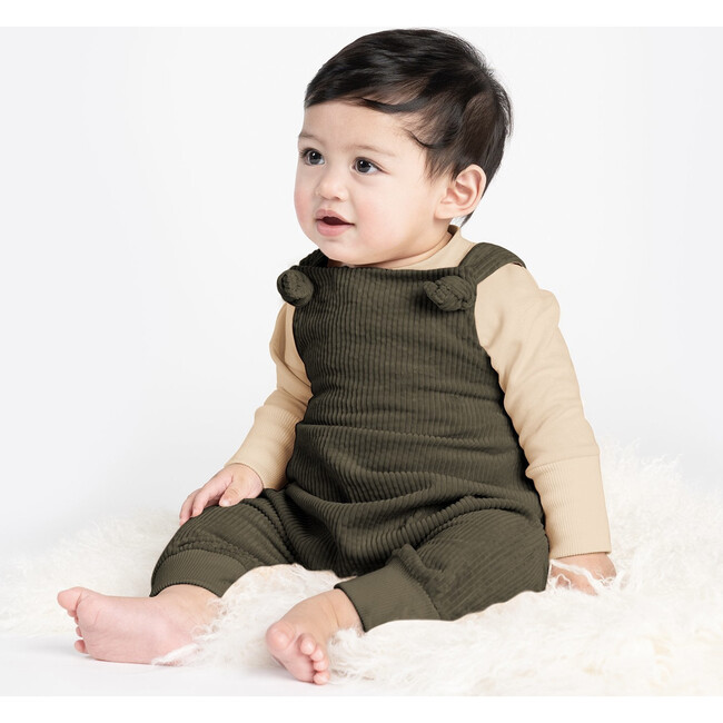 Baby Corduroy Dungarees, Olive - Overalls - 2