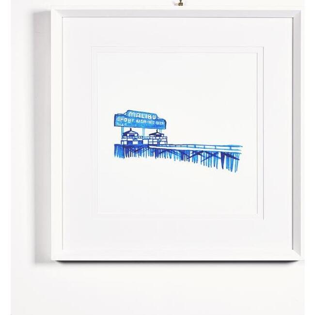 Malibu Pier Framed Art, Blue