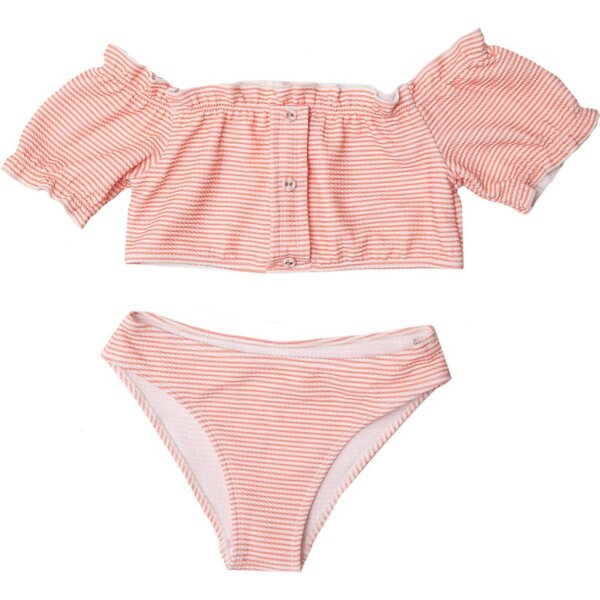 Amalfi Stripe Bikini, Pink Stripe - Marlo Kids Swim | Maisonette