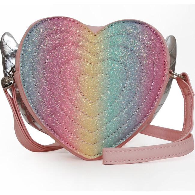 Winged Heart Pastel Rainbow Glitter Crossbody Bag - Bags - 1
