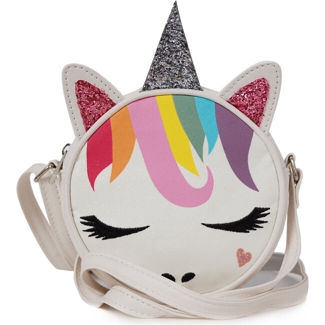Glitter Rainbow Unicorn Crossbody, White - Bags - 1