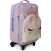 Flower Crown Miss Gwen Unicorn Perforated Luggage, Lavender - Bags - 3