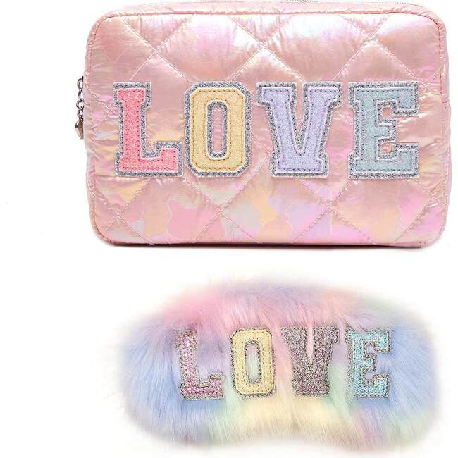 Love Puffer Pouch & Tie-Dye Plush Love Sleep Mask 2pc Set - Eye Masks - 1