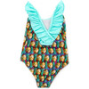 Ruffle Crisscross Swim, Green Pineapple - One Pieces - 4