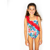 Ruffle Swim, Blue Hibiscus Red - One Pieces - 2