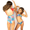 Ruffle Swim, Blue Hibiscus Red - One Pieces - 3