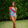 Ruffle Swim, Blue Hibiscus Red - One Pieces - 7