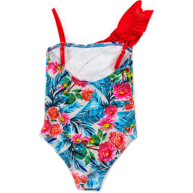Ruffle Swim, Blue Hibiscus Red - One Pieces - 8