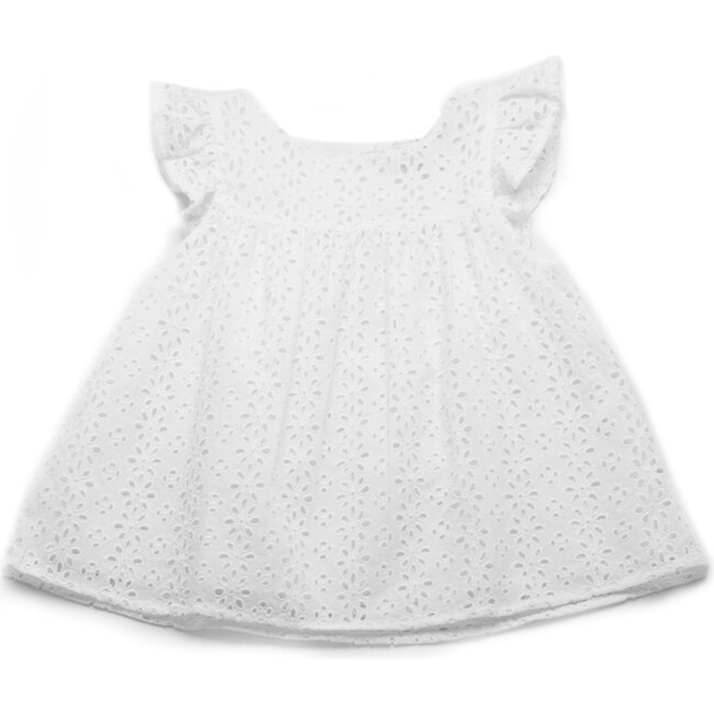 Lilly Top, White Eyelet - Blouses - 1