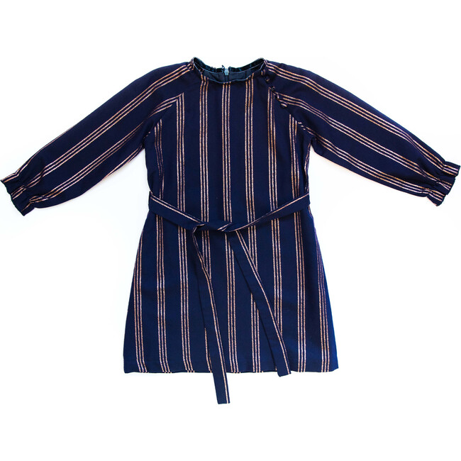 Striped Jackie Dress, Navy - Dresses - 1