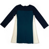 Mimi Color Block Dress, Blue and Cream - Dresses - 2 - thumbnail