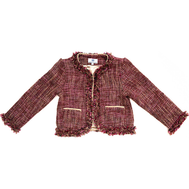 Tweed Coco Jacket, Pink and Gold - Jackets - 1