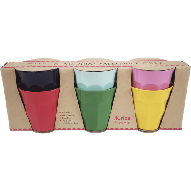 Gift Set of 6 Small Melamine Cups, Favorite Colors