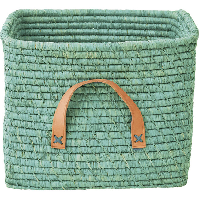 Raffia Square Basket, Mint