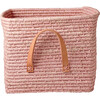 Raffia Square Basket, Soft Pink - Storage - 1 - thumbnail