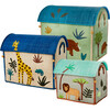 Set of 3 Raffia Storage Baskets, Blue/Green Jungle - Storage - 1 - thumbnail