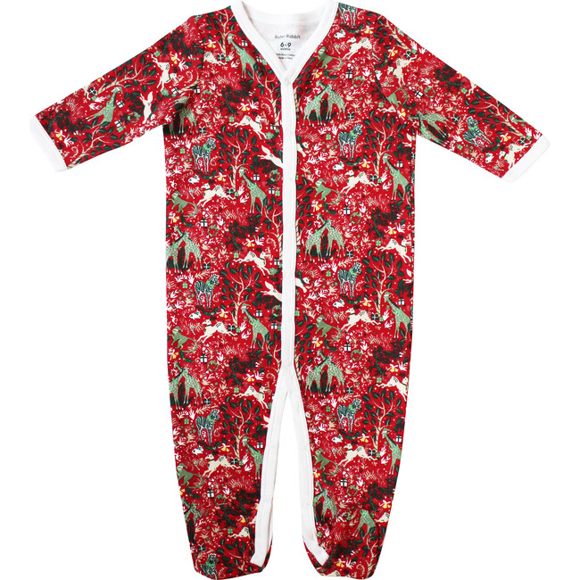 Red Infant Footie Pajamas, Holly Jolly Jungle - Pajamas - 1