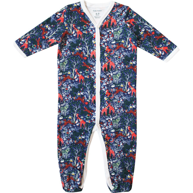 Navy Infant Footie Pajamas, Holly Jolly Jungle