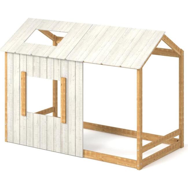 Twin House Bed, White/Natural