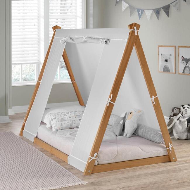 Play Tent Twin Bed, Natural Frame/Grey Tent P'kolino Beds