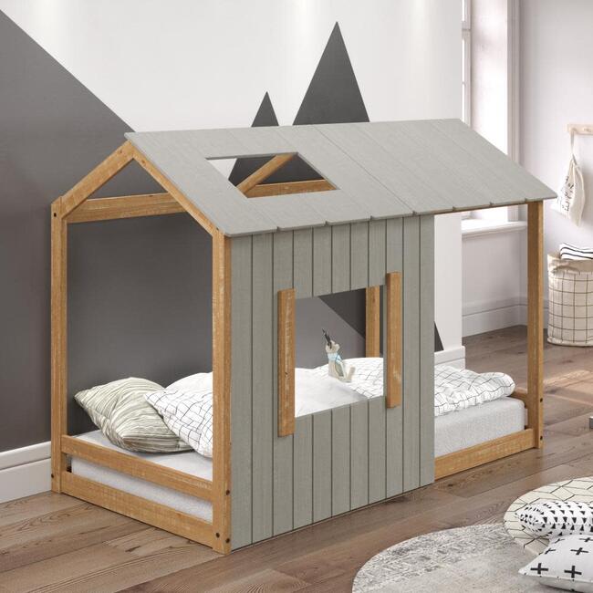 Twin House Bed, Grey/Natural - Beds - 3