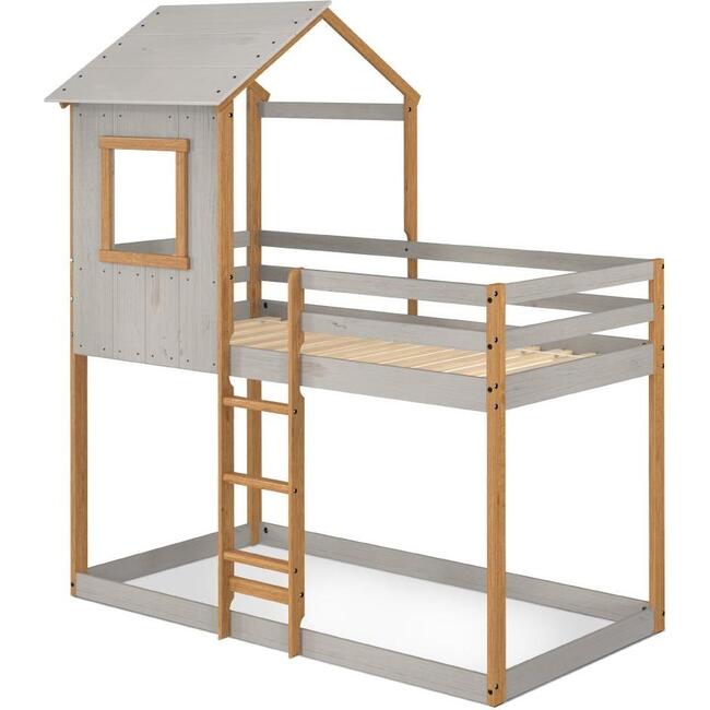 Tree House Twin Bunk Bed, Grey/Natural - Beds - 1