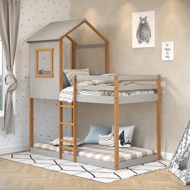 Tree House Twin Bunk Bed, Grey/Natural - Beds - 2