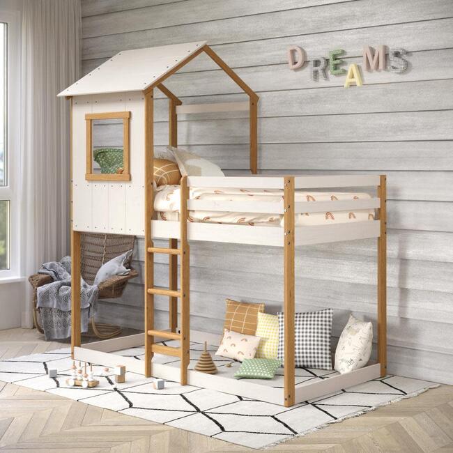 Tree House Twin Bunk Bed, White/Natural - Beds - 3