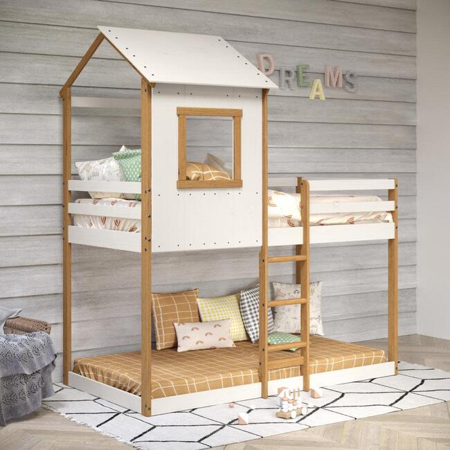 Tree House Twin Bunk Bed, White/Natural - Beds - 4