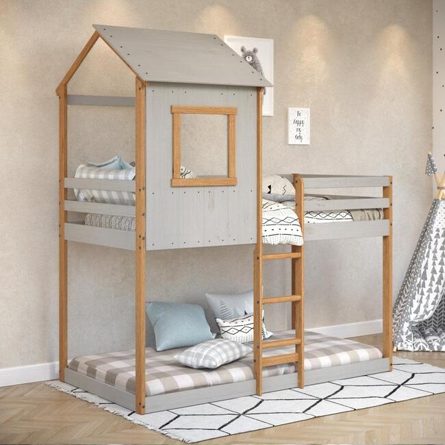 Tree House Twin Bunk Bed, Grey/Natural - Beds - 4