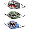 Camo Shark, Snake, and Monster Kids 3 Pack Face Mask Set - Face Masks - 1 - thumbnail