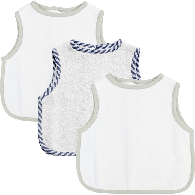Apron Bib Gift Set, French Grey & Harbour Island Stripe - Bibs - 1